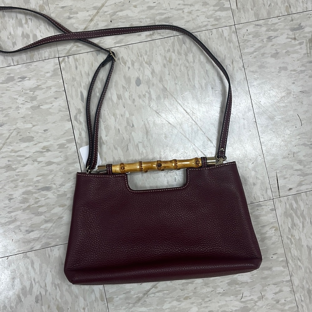 J McLaughlin shoulder bag with bamboo clutch handles